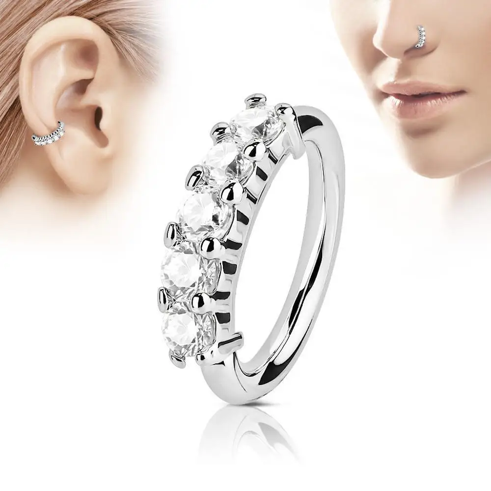 

Hot Sale 1pc Nose Ring Septum Clicker Zircon Nose Hoop Ring for Women Earring EarTragus Cartilage Helix Piercing Jewelry