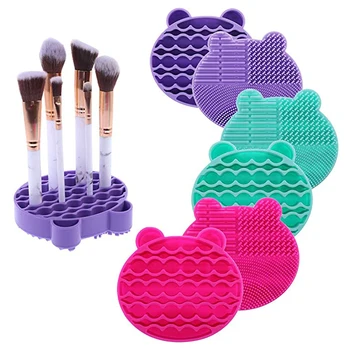 

1PC silicone makeup brush cleaning pad gel cleaning pad cleaning and drying 2 in 1 foundation makeup brush wiping tool
