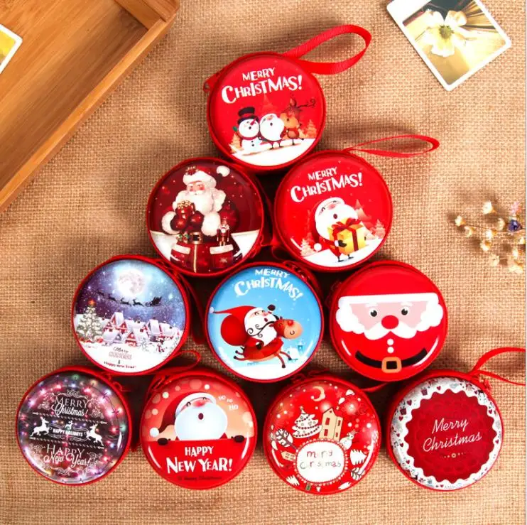 discount  DIY Toys Christmas Gift Round Storage Box Toys For Children Toy with metal button Coin Purse Christ