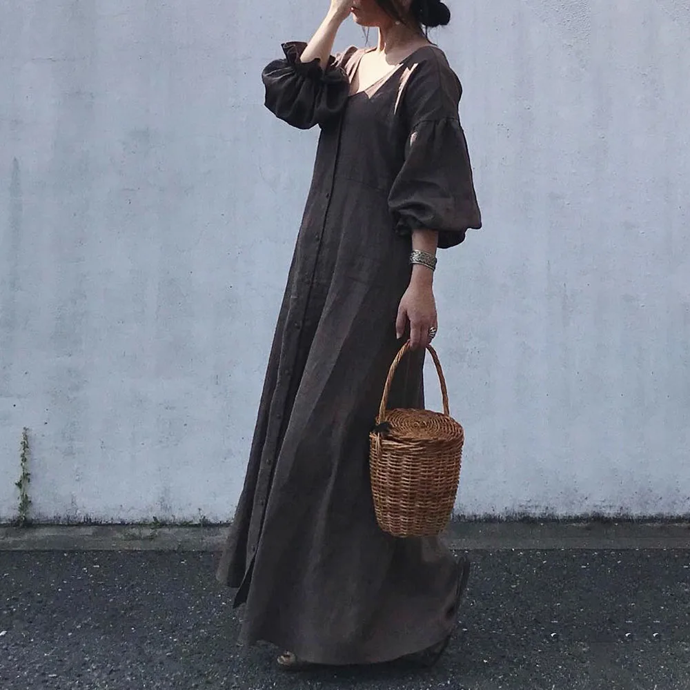 Dress For Women 2022 Korean Fashion Casual V-neck Spring Autumn New Solid Color Lantern Sleeve Mini Knitting Pullover Dresses long sleeve maxi dress