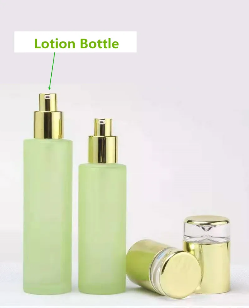lotionbottle Роскошная зеленая стеклянная Косметическая банка 30 г для крема основа косметическая упаковка с золотой пластиковой крышкой пустые бутылки с распылителем - Цвет: lotionbottle