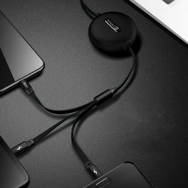 Кабель для передачи данных многофункциональный 3 в 1 USB быстрая зарядка выдвижной шнур питания для мобильного телефона Apple Android