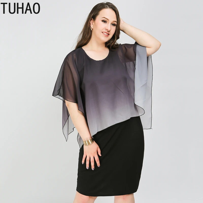 Летние женские платья TUHAO модное платье с имитацией двух частей женское большого