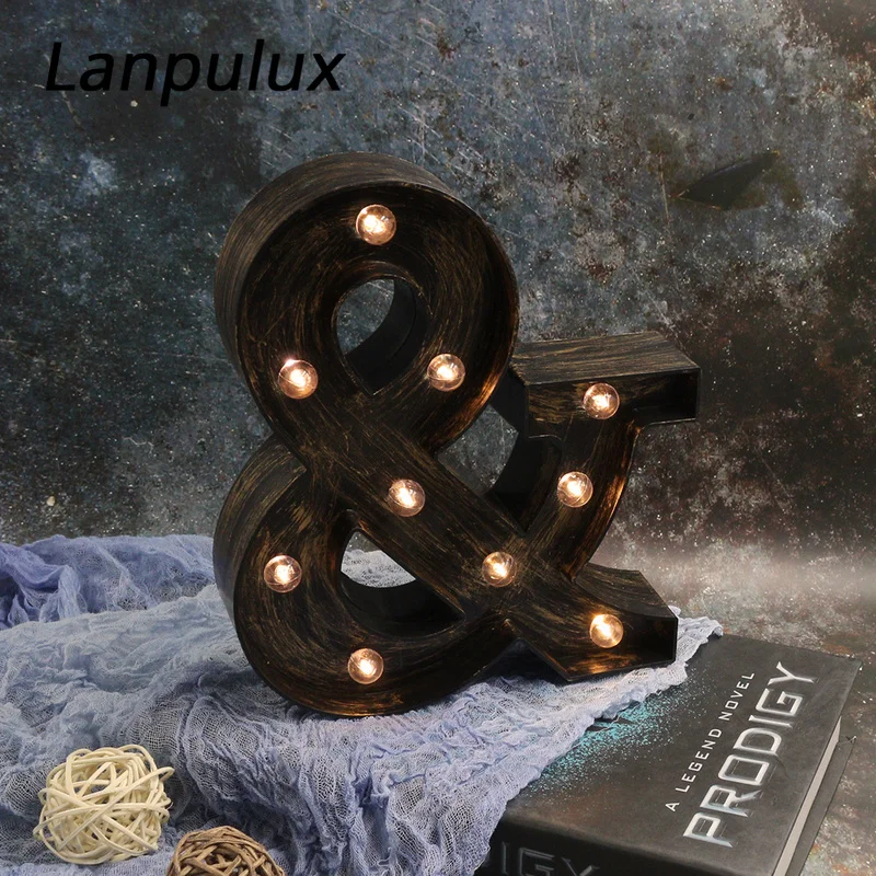 

Lanpulux 3D Alphabet Letter LED Night Light Retro Industrial Style Bar Coffee Decor Lighting Fixtures Wall Hanging Letters Lamps