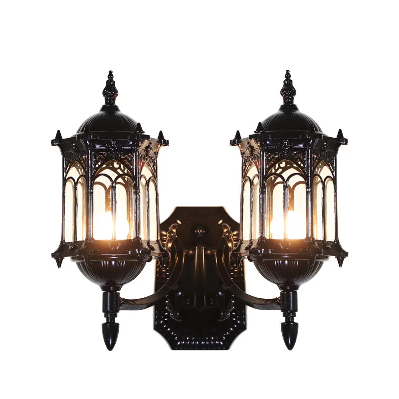 European Style Double Heads Waterproof Outdoor Wall Lamp for Retro Villa Courtyard Balcony wall light