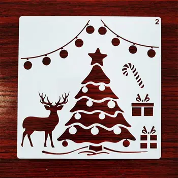 

12 Pieces Christmas Stencils Template Reusable Plastic Craft for Art Drawing Pai
