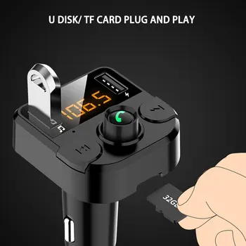 

Bluetooth 5.0 FM Transmitter Wireless Bluetooth Car Kit Car MP3 Player Unique Display Screen Aux Modulator Handfree Fast Charger