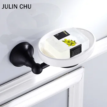 

Ceramic Soap Dish Holder Black Wall Mounted Hand Wash Washroom Kitchen Bathroom Soap Dishes Holders Antique Bronze Storage Rack