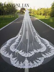100% real photos  White Ivory Cathedral Wedding Veils Long Lace Edge Bridal Veil with Comb Wedding Accessories Wedding Veil