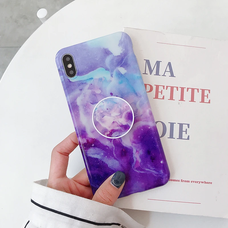 1 Для Apple IPhone X XS XR XS MAX 7 8 6S 6 Plus ультратонкий мраморный чехол из мягкого силикона ТПУ с подставкой для телефона - Цвет: 1