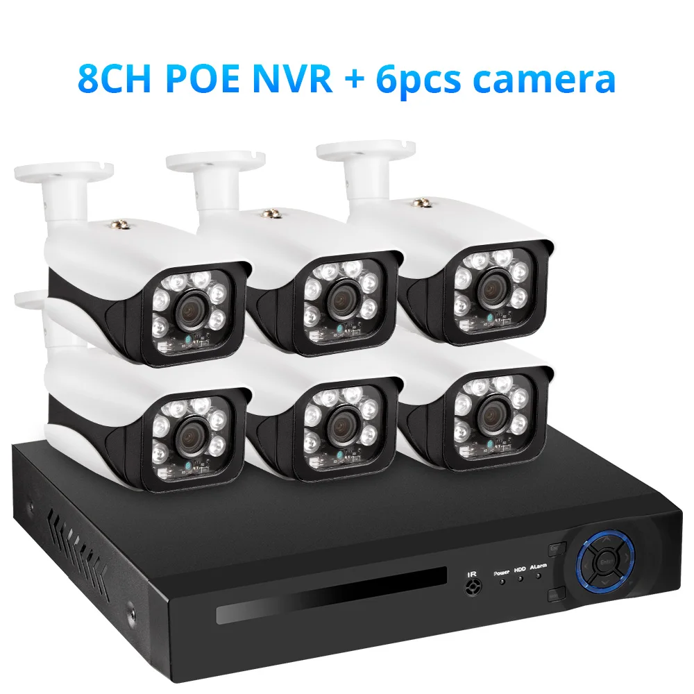 Fuers H.265 8CH POE NVR комплект 5MP наружная камера CCTV камера система домашней безопасности комплект видеонаблюдения приложение просмотр лица запись - Цвет: 8CH NVR 6 Cameras