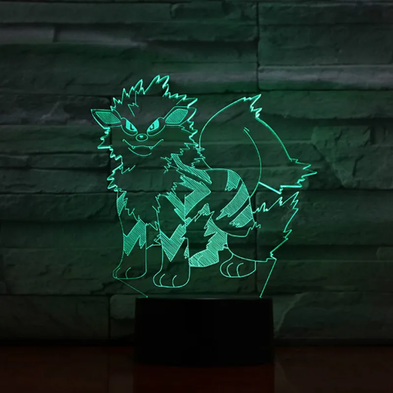 Pokemon Go Arcanine рисунок 3d ночной Светильник СВЕТОДИОДНЫЙ Датчик Декор для гостиной Прямая батарея Ночной светильник Настольная лампа USB Arcanine