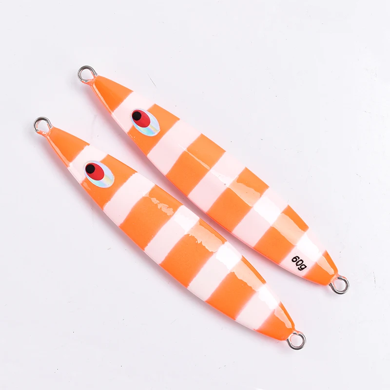Orange luminous 3pcs/lot 60g fishing metal lure jigging bait Hard bait spoon spinner fish tackle artifical wobbler JIG LURE - Color: Orange luminous