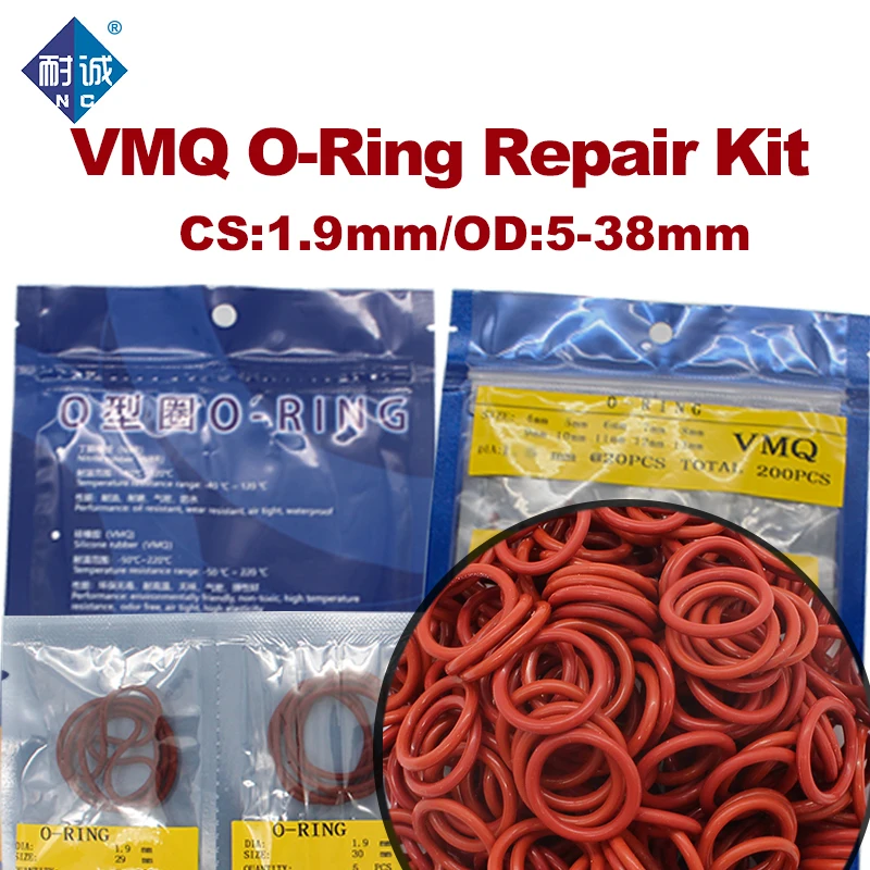 

O-ring Seal Ring Red Silicone/VMQ thickness CS1.9mm multiple size repair kit combination Gasket Washer Silicon Rubber O ring