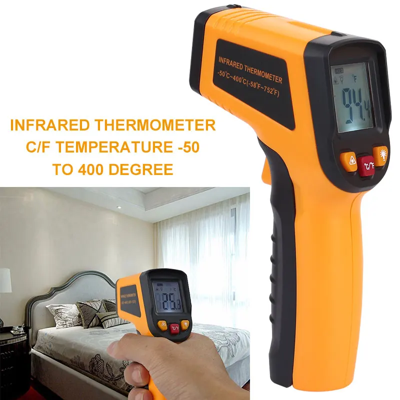 

ABS Yellow Black Measuring Tools Body Temperature Temperature Measurement Tool Infrared Thermometer with LCD Contactless Health