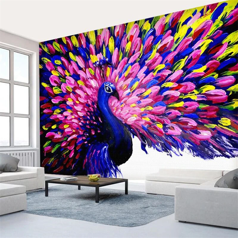

Drop Shipping Custom 3d Large Wallpaper Stereo Peacock Open Mural Simple Bedside Hotel Living Room Tv Background Wall Paper