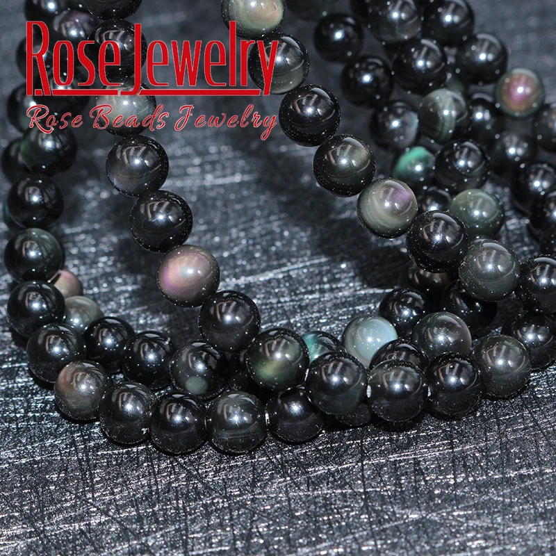

Natural Stone Rainbow Obsidian Round Loose Beads Obsidian Beads 4-16MM Fit Diy Charm Bracelet Beads For Jewelry Making Accessory