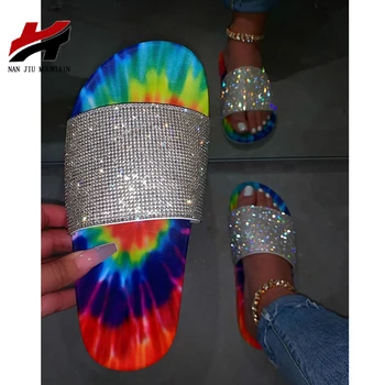 

NAN JIU MOUNTAIN 2020 Women Slippers Sandals Flat Summer Women's Shoes Open Toe Fashion Rhinestone Roman Wind Plus Size 35-43