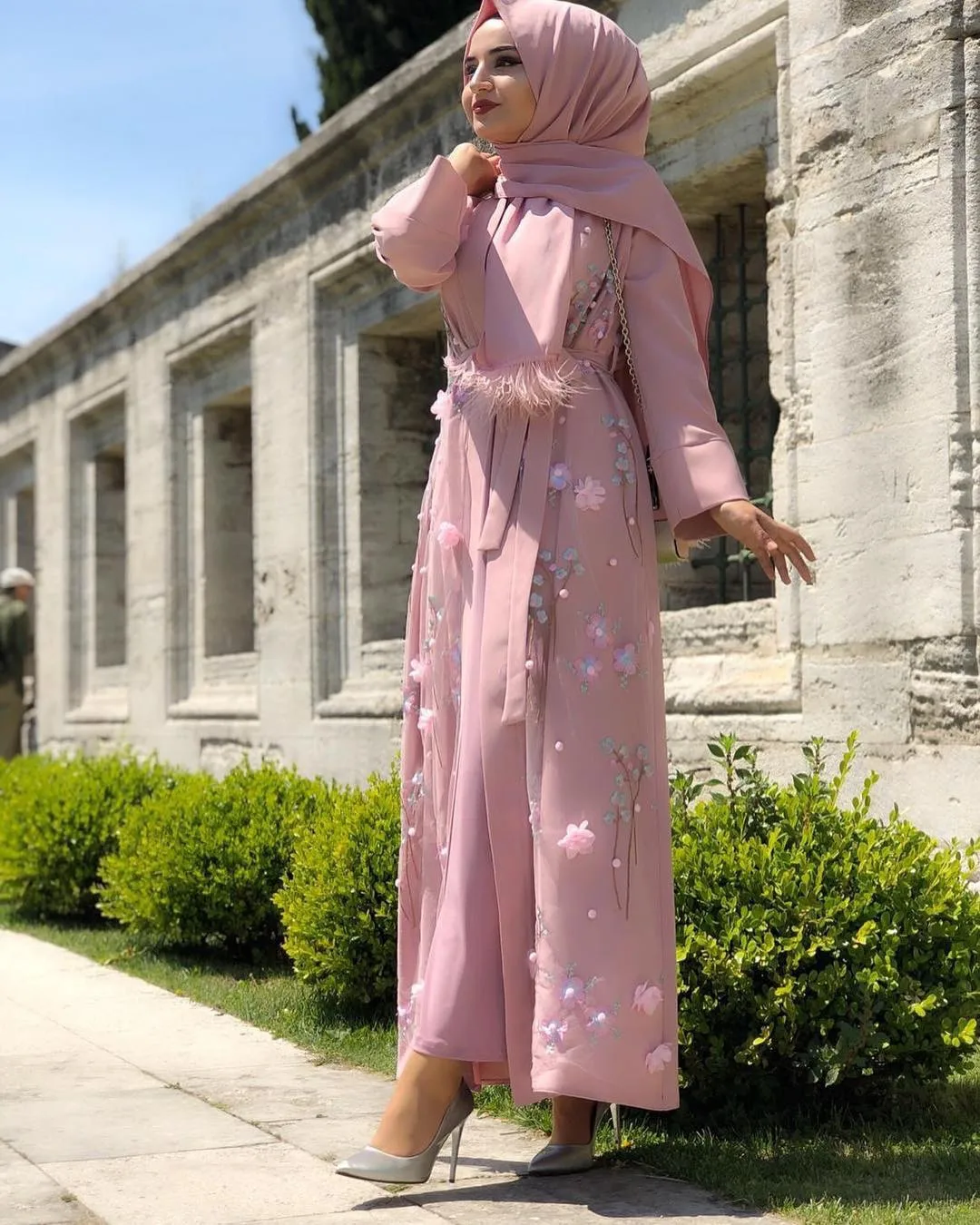 Цветочная Турецкая абайа кимоно кафтан Дубайский Мусульманский платье хиджаб абайя s для женщин Caftan Marocain Турция Исламская одежда халат Femme