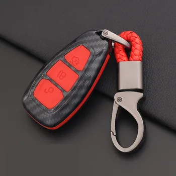 

Carbon Fiber Remote Control Car Keychain Key Cover Case For Ford Focus MK3 MK4 Kuga escape ecosport New Fiesta , Smart Key