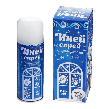 

Spray "Hoarfrost" "Sparkling snowflakes" with stencils, white