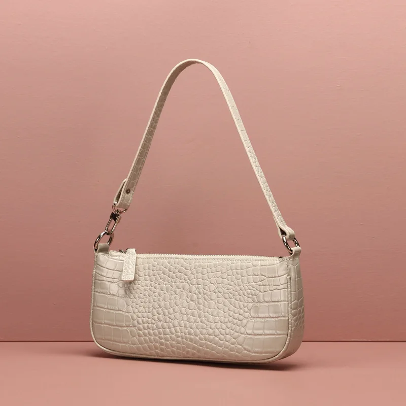 Grayish white Новинка Подмышечная сумка маленькая квадратная сумка метод палки сумка ретро средневековая крокодиловая сумка на одно плечо - Цвет: Grayish white