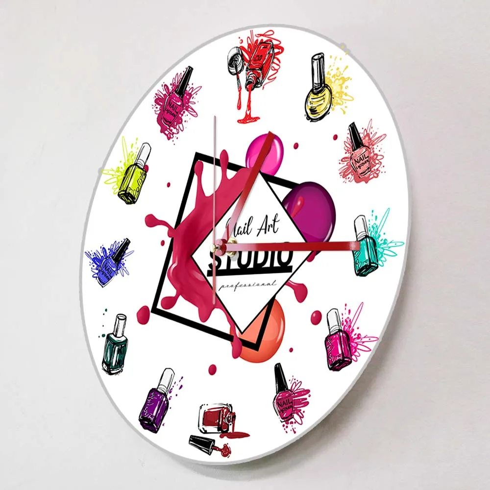 Nail Art Studio Decorative Wall Clock Silent Quartz Clock Haning Wall Watch Beauty Salon Decoration Nail Technician Gift Idea 2