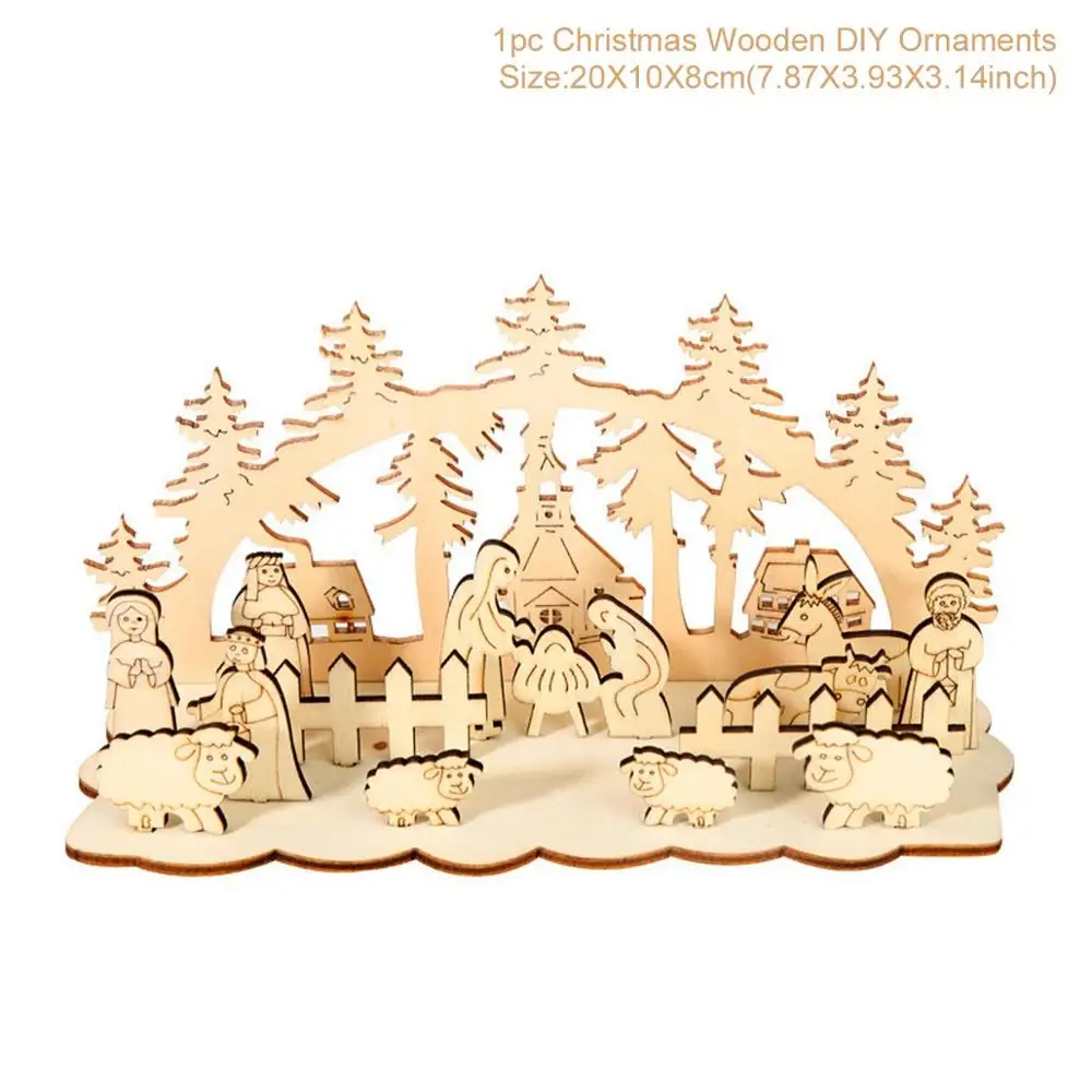 QIFU, Санта Клаус, лось, деревянное Рождественское украшение, Рождественский Декор для дома, натальный, настольный орнамент, Navidad, счастливый год - Цвет: Wooden ornaments 13
