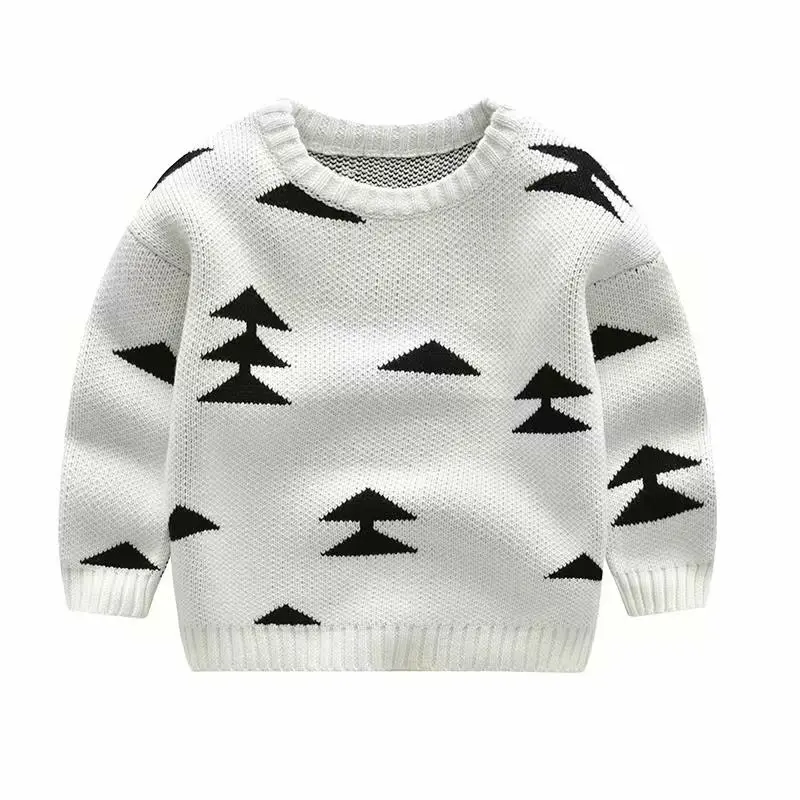 Осенне-зимние теплые детские свитера с рождественскими елками детская одежда для маленьких мальчиков и девочек