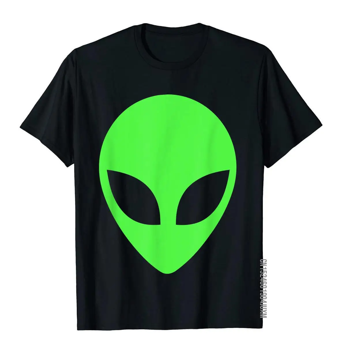 Green Alien Head 90's Style Funny Alien T-Shirt__97A3651black