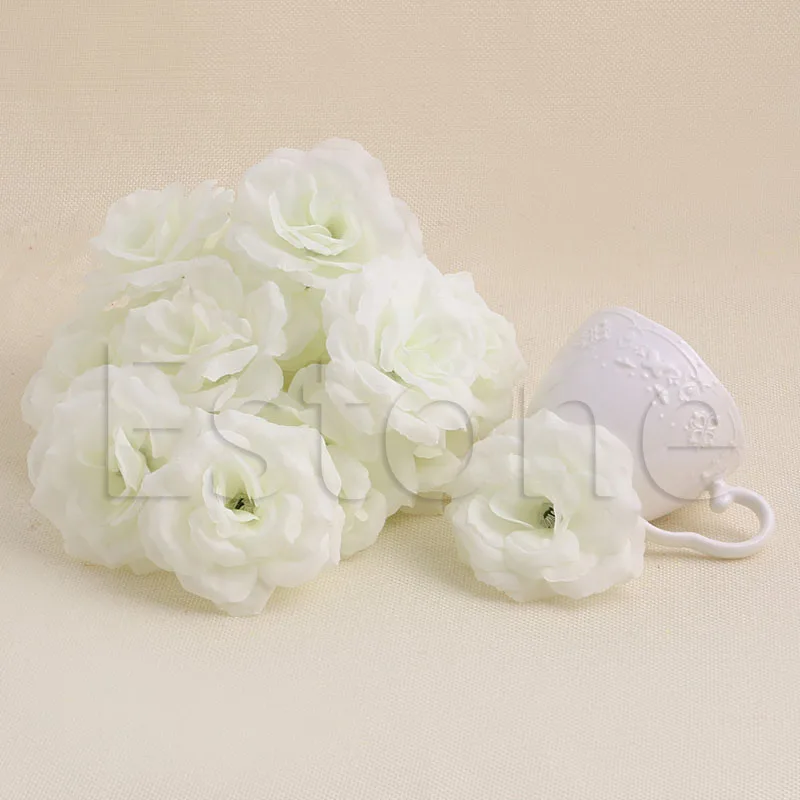 D20206-W 20 шт розы Искусственные Шелковые головки цветов DIY маленькие бутоны вечерние свадебные украшения для дома - Цвет: D20206-W
