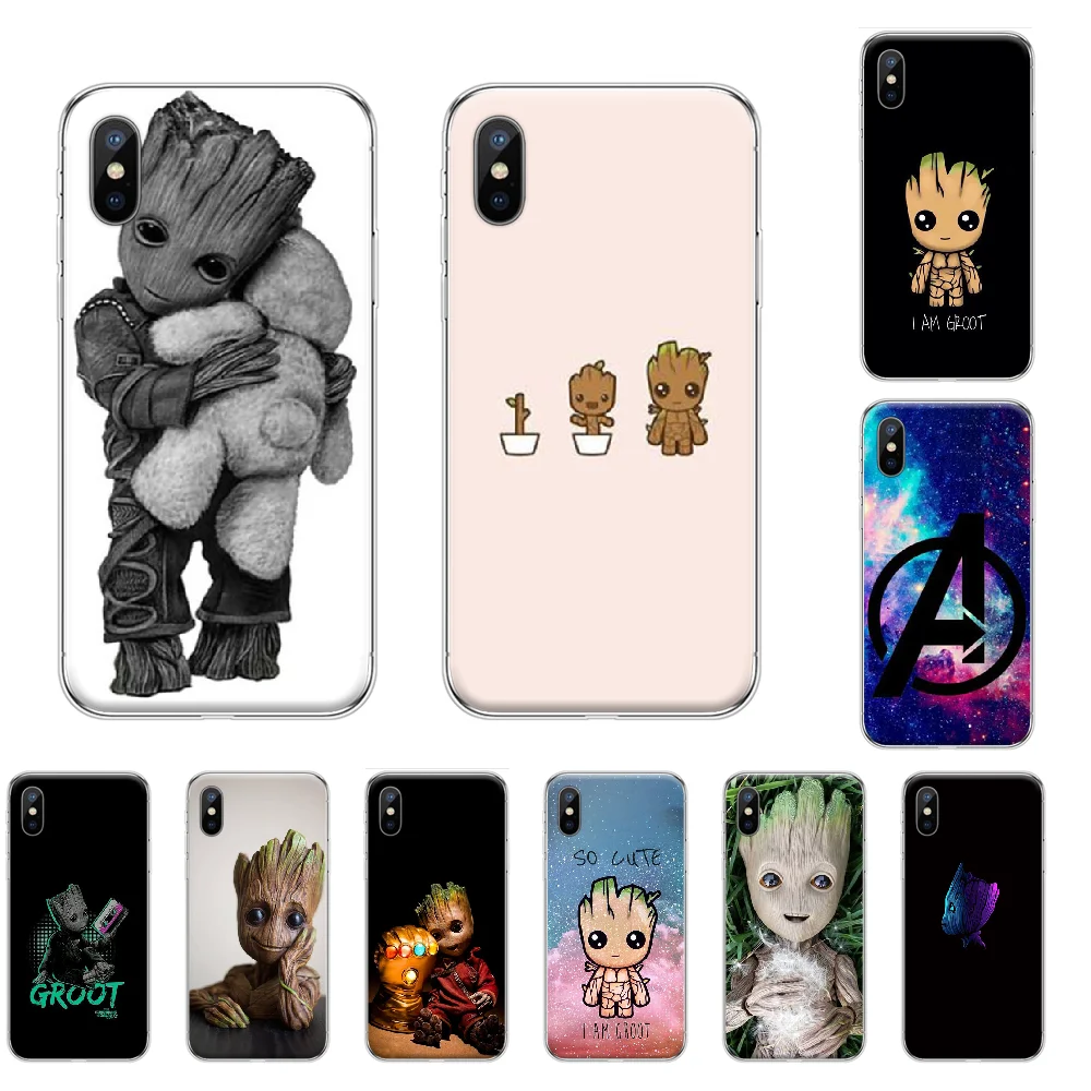 Groot Cute marvel TPU Мягкий силиконовый чехол для iPhone 4 и 4S телефона 5 5S SE 5C 6 6S 7 8 plus X XS XR 11 PRO