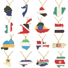 Collar con colgante de bandera de países árabes, África, Argelia, mapa, Color dorado, joyería de moda, mapas de Argelia, regalos étnicos
