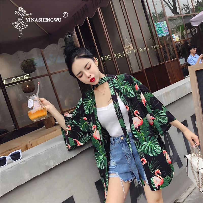 Japanese Style Yukata Women Kimono Shirt Cardigan Beach Fashion Cosplay Costume Asia Japanese Kimono Traditional Haori With Belt