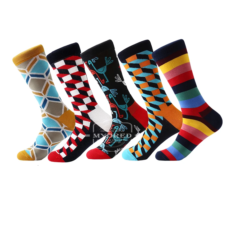 5 pair/lot cotton novelty socks funny socks mens casual dress socks wedding gift