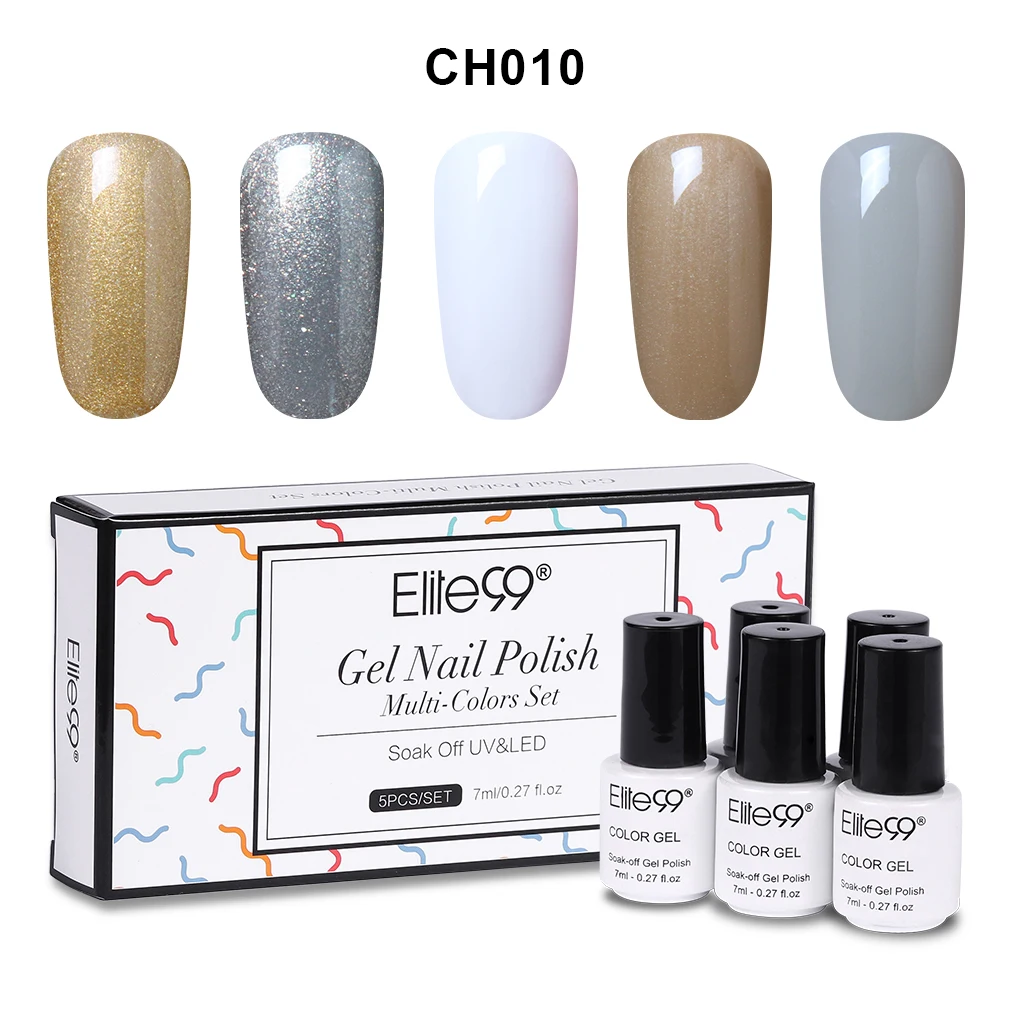 7ML-5PCS-EGCH010 Elite99 10 мл винно-красный цвет Гель-лак для ногтей с подарочной коробкой Полупостоянный УФ-гель для ногтей Гель-лак для ногтей Рождественский подарок - Цвет: 7ML-5PCS-EGCH010