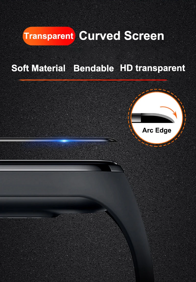 30D защита экрана с закругленными краями для Xiaomi mi Band 4, мягкое стекло, полное покрытие, HD защитная пленка для mi Band 4, чехол, аксессуары