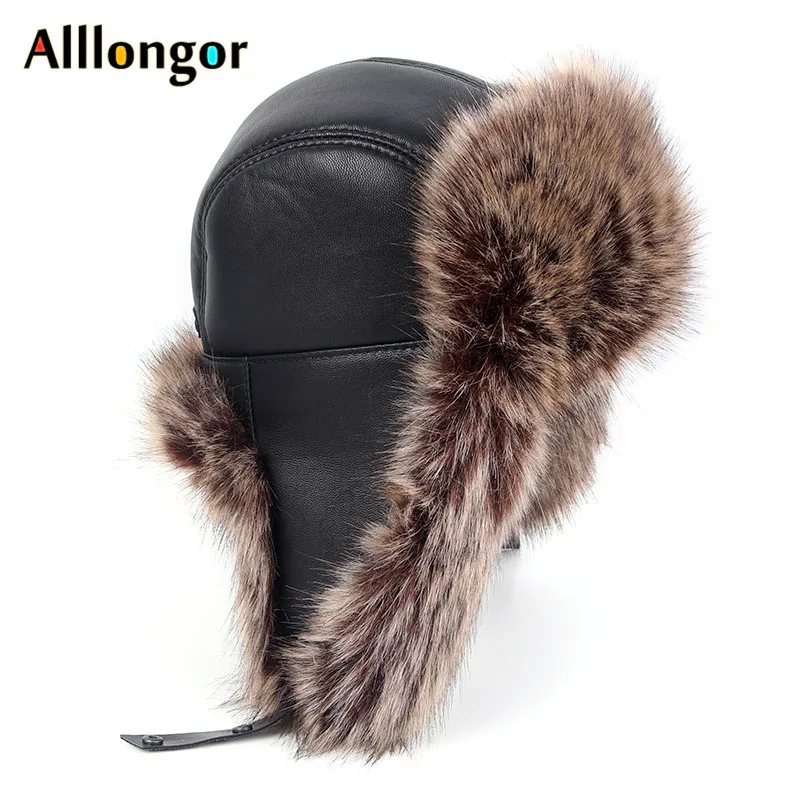 Najtaniej Wysokiej jakości 2019 zima Ushanka skóra sztuczne futro z lisa rosyjski kapelusz kobiety mężczyźni radzieckie Bomber kapelusze śnieg czapka gorro ruso hombre