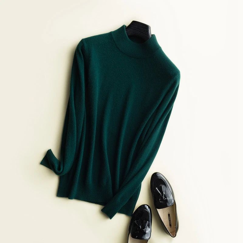 Кашемировый свитер Женский вязаный пуловер с круглым вырезом однотонный тонкий