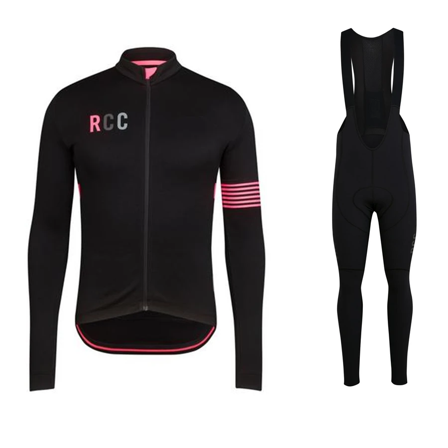 Raphaing RCC мужская одежда зимний флисовый велосипедный ciclismo велосипедный костюм вельвет Майо mtb Велоспорт длинный Джерси набор нагрудник - Цвет: Серебристый