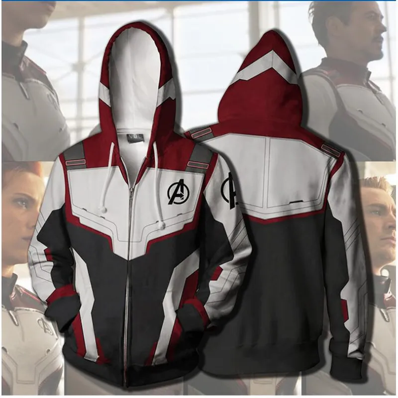

Marvel Avengers Endgame Quantum Realm Cosplay Costume 3D Hoodies Men women Hooded Avengers Zipper End Game Sweatshirt Jacket