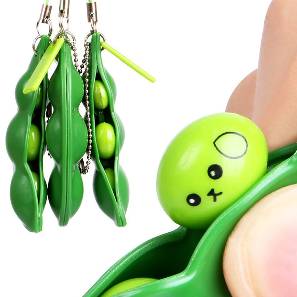 Новые творческие штранг прессования Горох Фасоль соя Edamame стресс игрушка для