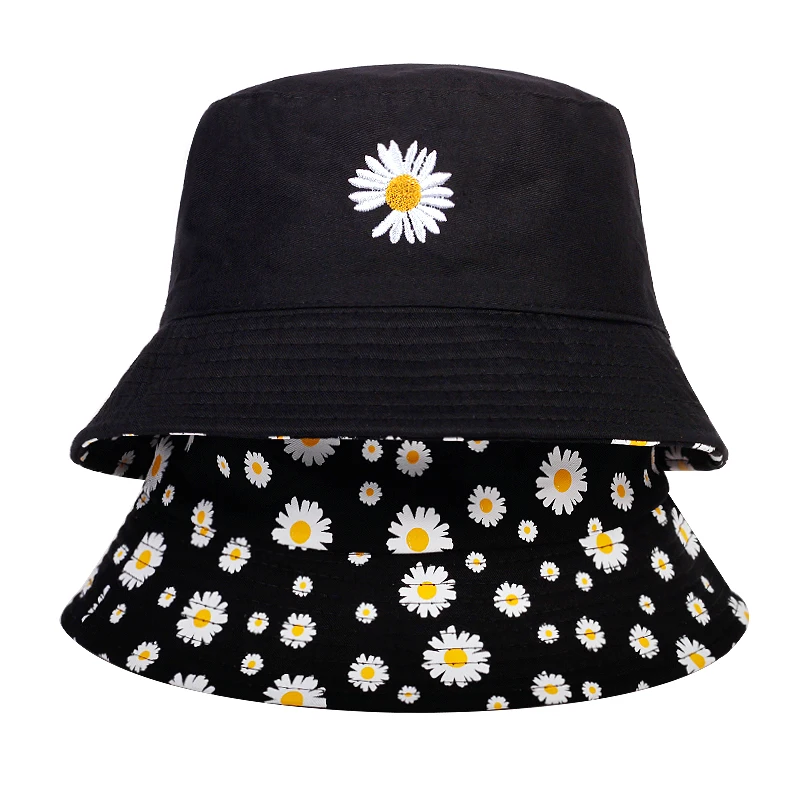 Daisy Embroidery Fisherman Hat 