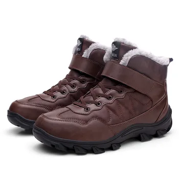 

Men's Casual Sports Hiking Shoes High Top Plus Velvet Retro Cotton Boots Middle-aged Outdoor Warm Daddy Shoes
