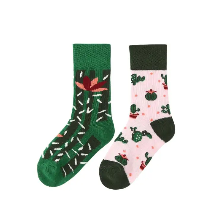 Модные детские носки с принтом хлопковые носки с цветочным принтом длинные Веселые носки для девочек детские От 4 до 12 лет на осень и зиму - Цвет: D