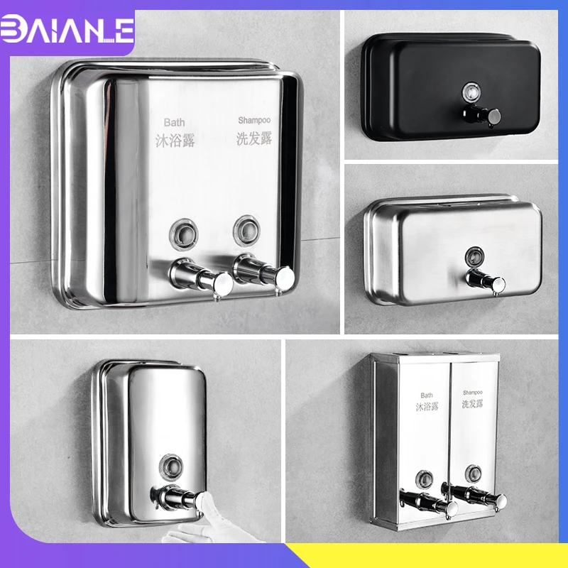 

Soap Dispenser Wall Mounted Stainless Steel Bathroom Shower Gel Shampoo Liquid Soap Dispenser Hand Washbasin Kitchen Soap Bottle