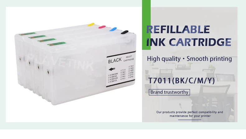 Plavetink 4 цвета T7011 Refillable патрон чернил для принтера Epson рабочей силы Pro WP-4000 WP-4500 WP-4015 WP-4025 WP 4000 4500 принтер