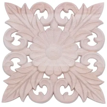 

1X Rubber Wood Carved Floral Decal Craft Onlay Applique Furniture DIY Decor #A:15*15cm