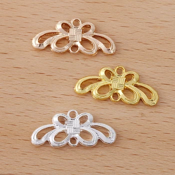 

50 Pieces/Lot 11*25MM Alloy Filigree Flower Connector Handmade Material Hairwear DIY Jewelry Accessories