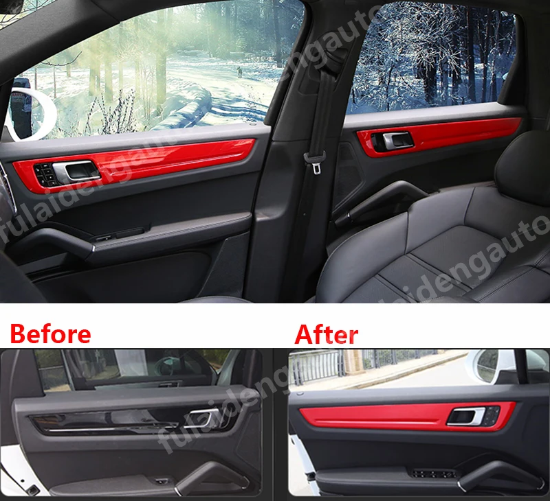 4pcs For Porsche Cayenne Matte ABS Carbon Fiber Interior Door Armrest Decor Cover Trim Car Accessories